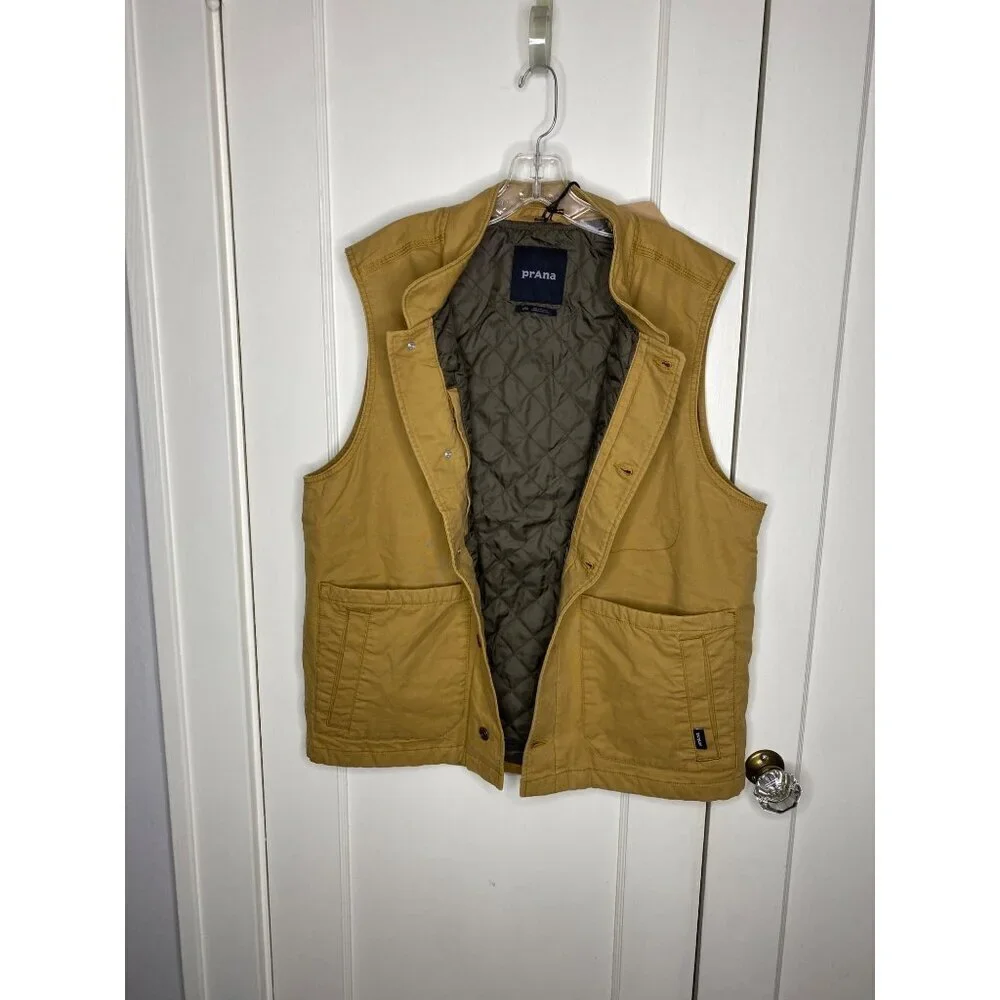 Prana Men's Trembly Canvas Stetch Insulated  Vest - Size L Embark Brown MSRP $14